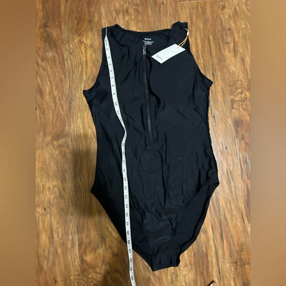 Quince Italian Zip-Front One-Piece Swimsuit in Black Women’s Size Large NWT - Picture 3 of 11